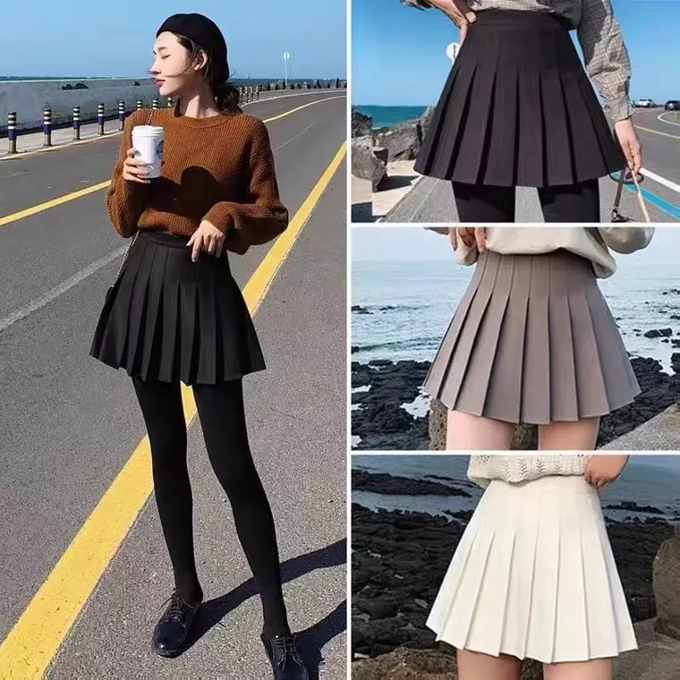 Women Pleated Skirt White Top Navy High Waist 2021 - Image 10