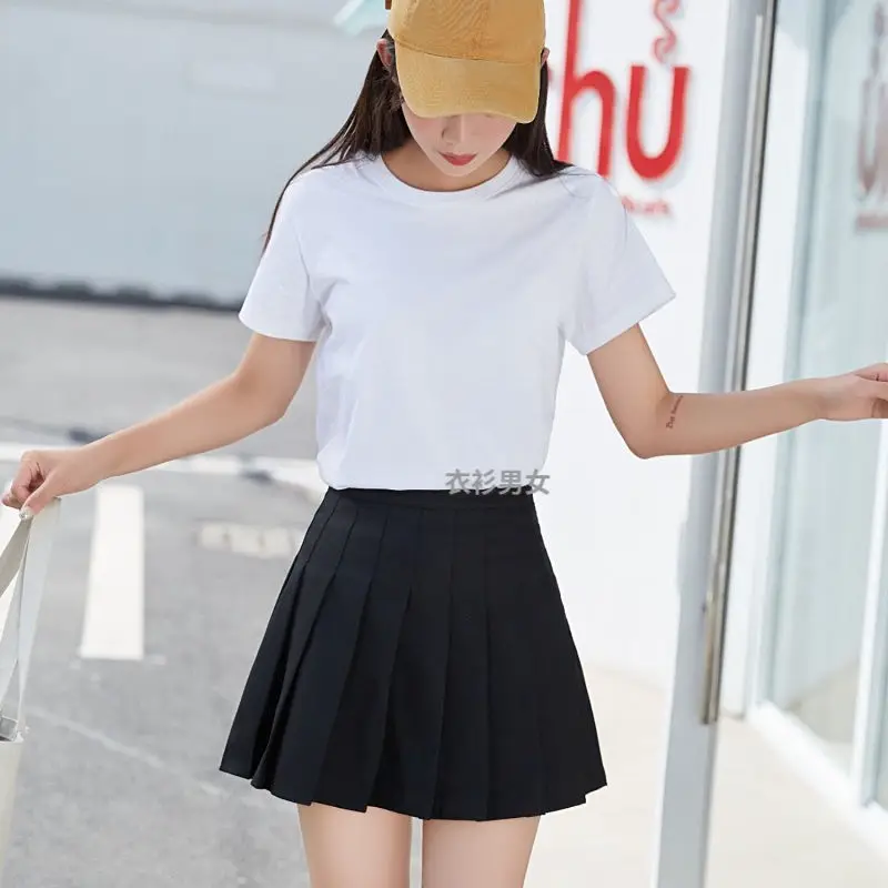 Women Pleated Skirt White Top Navy High Waist 2021 - Image 2