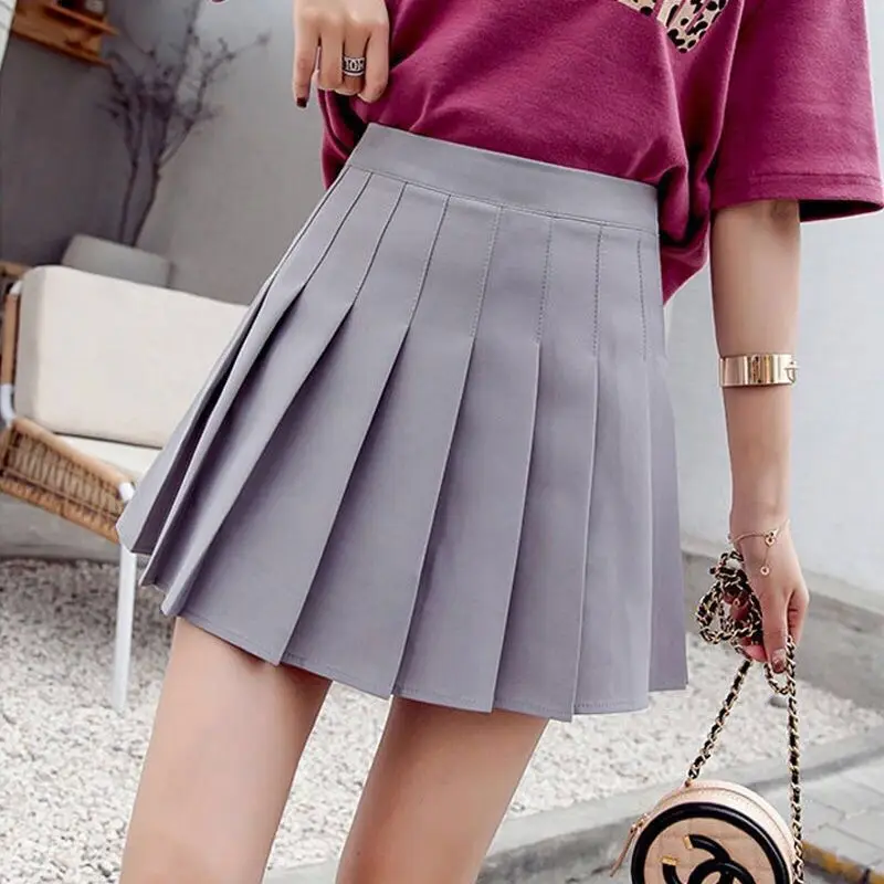 Women Pleated Skirt White Top Navy High Waist 2021 - Image 3