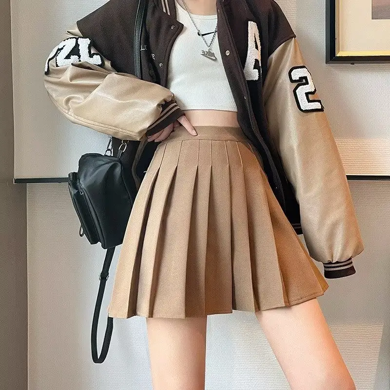 Women Pleated Skirt White Top Navy High Waist 2021 - Image 4