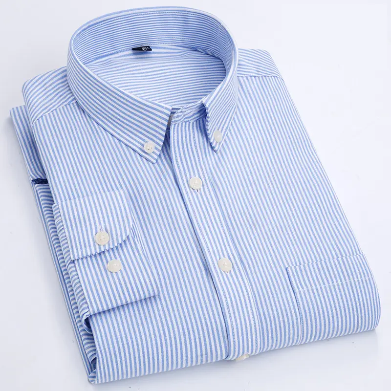 Men Cotton Oxford Shirt Blue Collar Pink - Image 10
