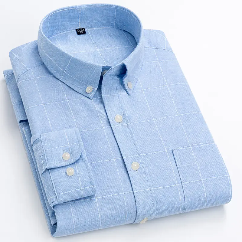 Men Cotton Oxford Shirt Blue Collar Pink - Image 18
