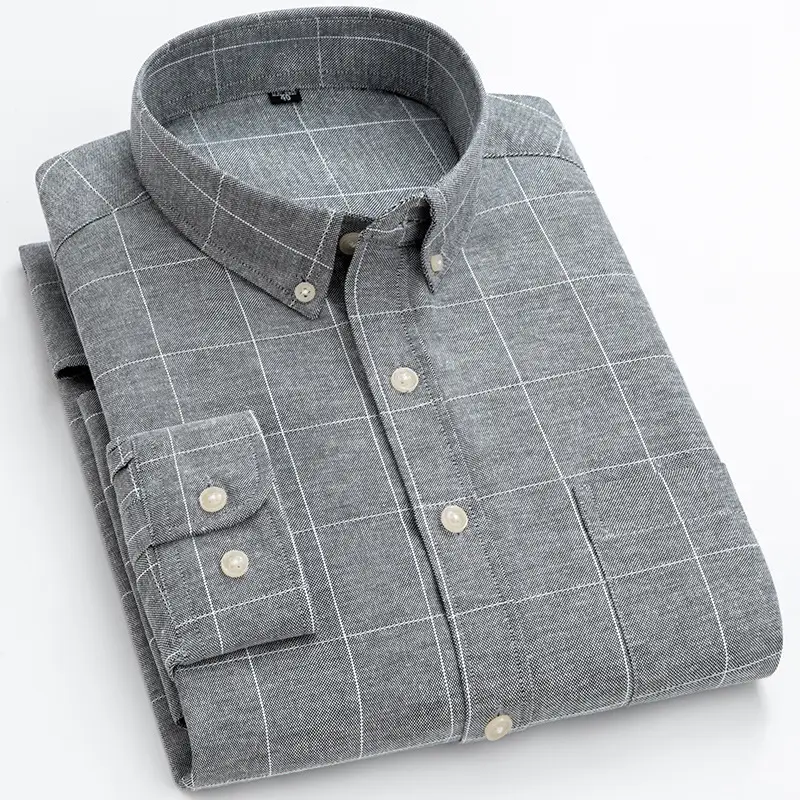 Men Cotton Oxford Shirt Blue Collar Pink - Image 19