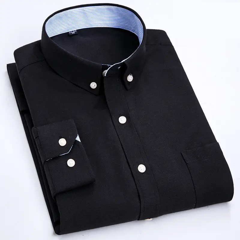 Men Cotton Oxford Shirt Blue Collar Pink - Image 3