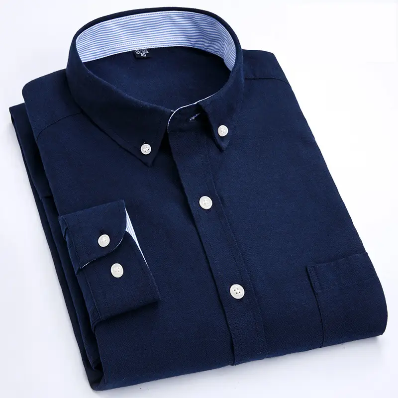 Men Cotton Oxford Shirt Blue Collar Pink - Image 4