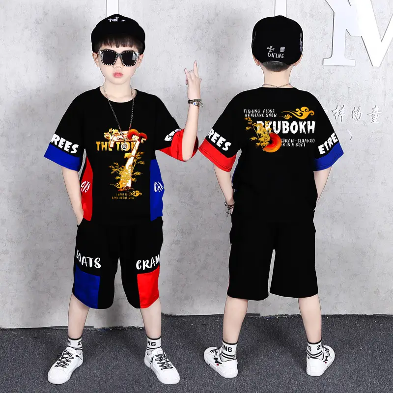 2024 Boys Kids Korean Style T-Shirt Shorts Set Medium Large - Image 2