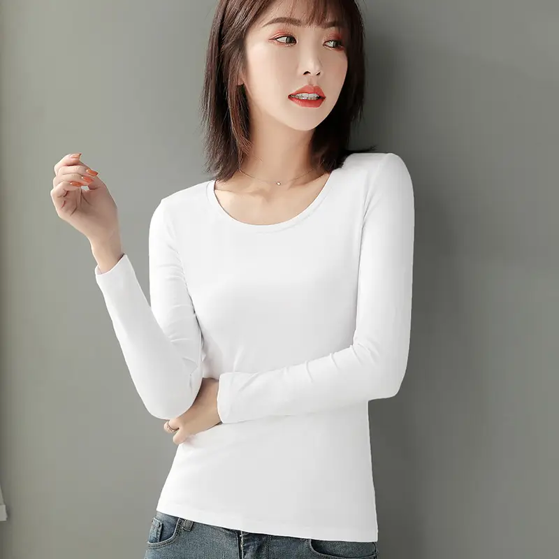 Women White Slim Fit Cotton T-Shirt Round Neck Short Sleeve
