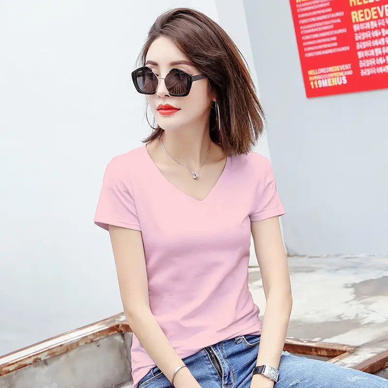 Women White Slim Fit Cotton T-Shirt Round Neck Short Sleeve