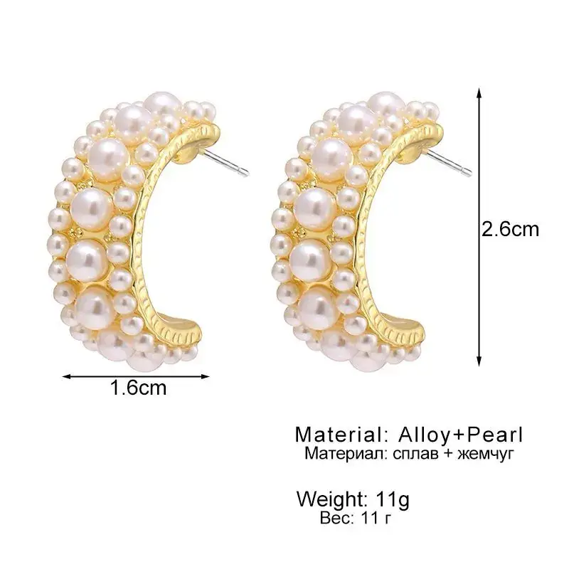 Gold Pearl Geometric Earrings for Women - Image 23