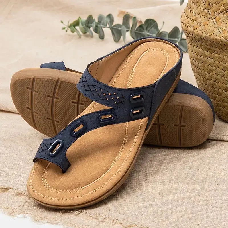 Women's Teal Metal Toe Flat Sandals Summer - Image 2
