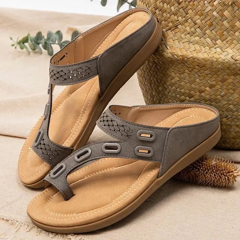 Women's Teal Metal Toe Flat Sandals Summer — feature 3