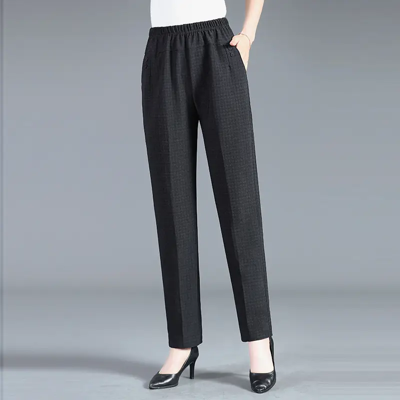 Mom Pants Spring Autumn Long Pants Loose Large Size Elastic High Waist - Image 6