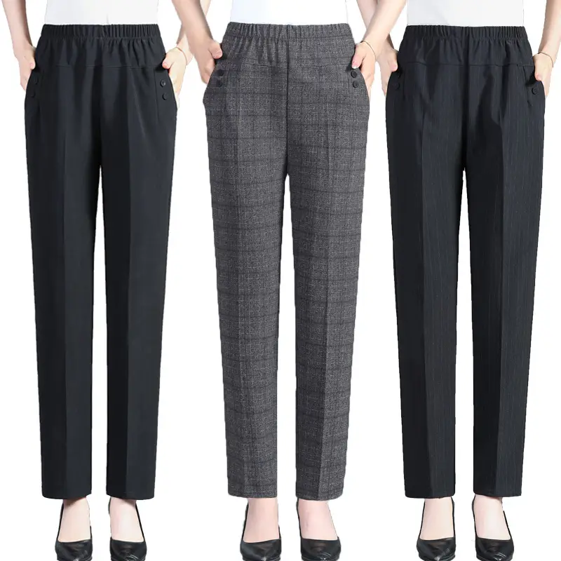Mom Pants Spring Autumn Long Pants Loose Large Size Elastic High Waist - Image 8