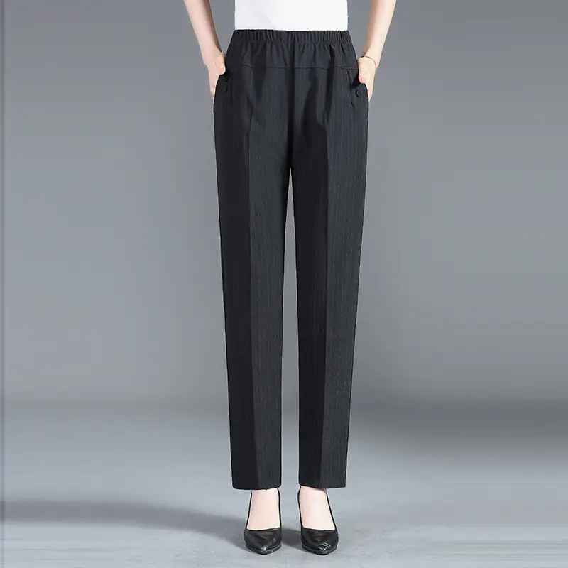 Mom Pants Spring Autumn Long Pants Loose Large Size Elastic High Waist - Image 3