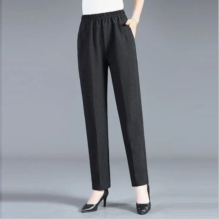 Mom Pants Spring Autumn Long Pants Loose Large Size Elastic High Waist - Image 4