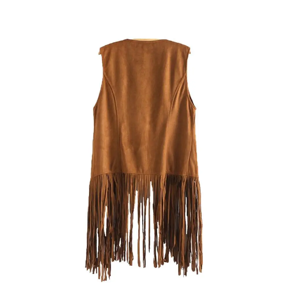Tassel Vest for Women Loose Solid Color Fashionable Cardigan — feature 4