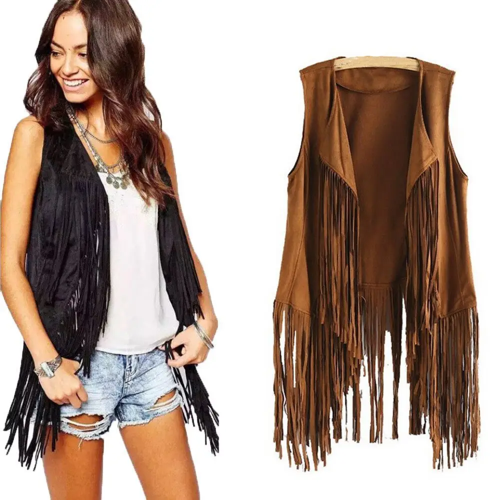 Tassel Vest for Women Loose Solid Color Fashionable Cardigan — feature 5