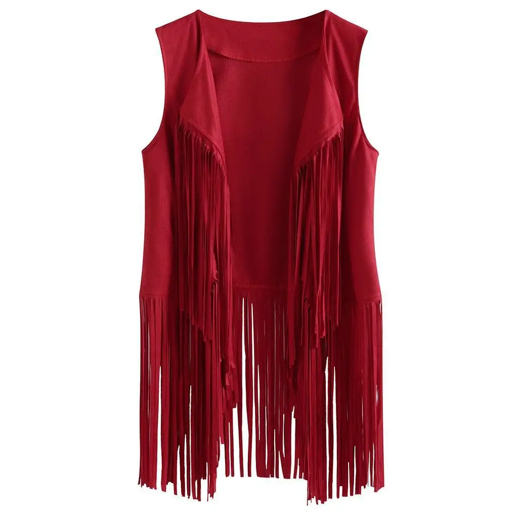 Tassel Vest for Women Loose Solid Color Fashionable Cardigan — feature 7
