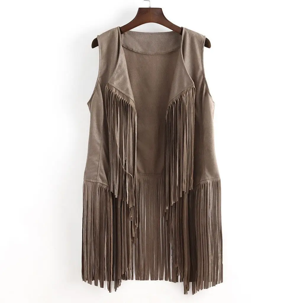 Tassel Vest for Women Loose Solid Color Fashionable Cardigan — feature 8