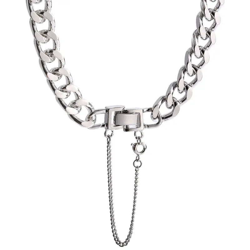 Silver Buckle Chain Necklace for Women