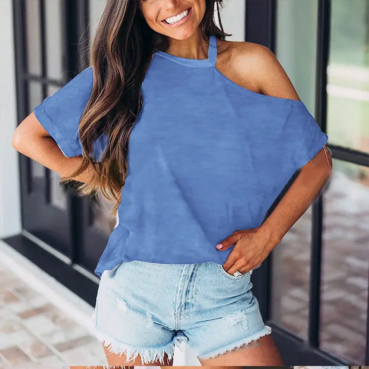 Off-Shoulder Black T-Shirt for Women Spring Summer Wear