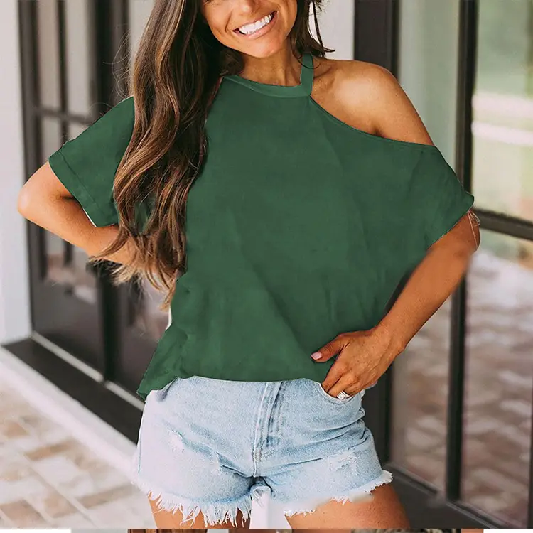 Off-Shoulder Black T-Shirt for Women Spring Summer Wear
