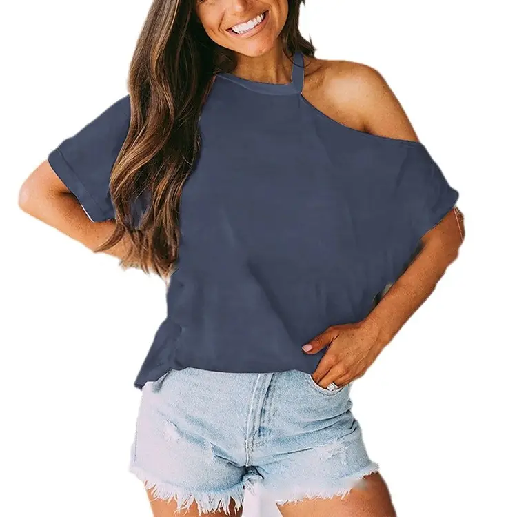Off-Shoulder Black T-Shirt for Women Spring Summer Wear