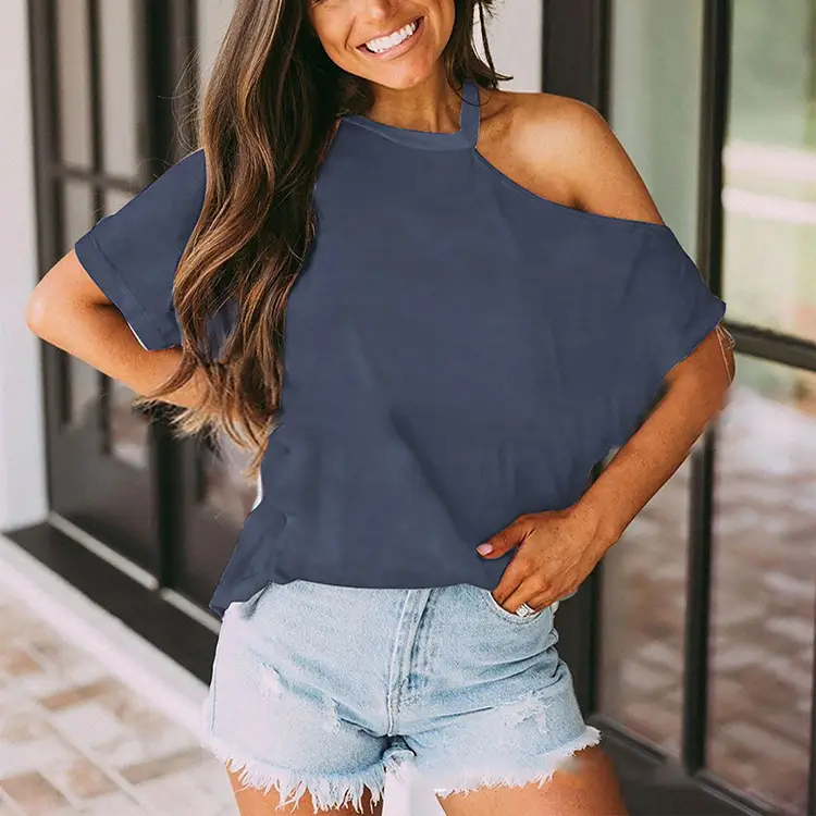 Off-Shoulder Black T-Shirt for Women Spring Summer Wear