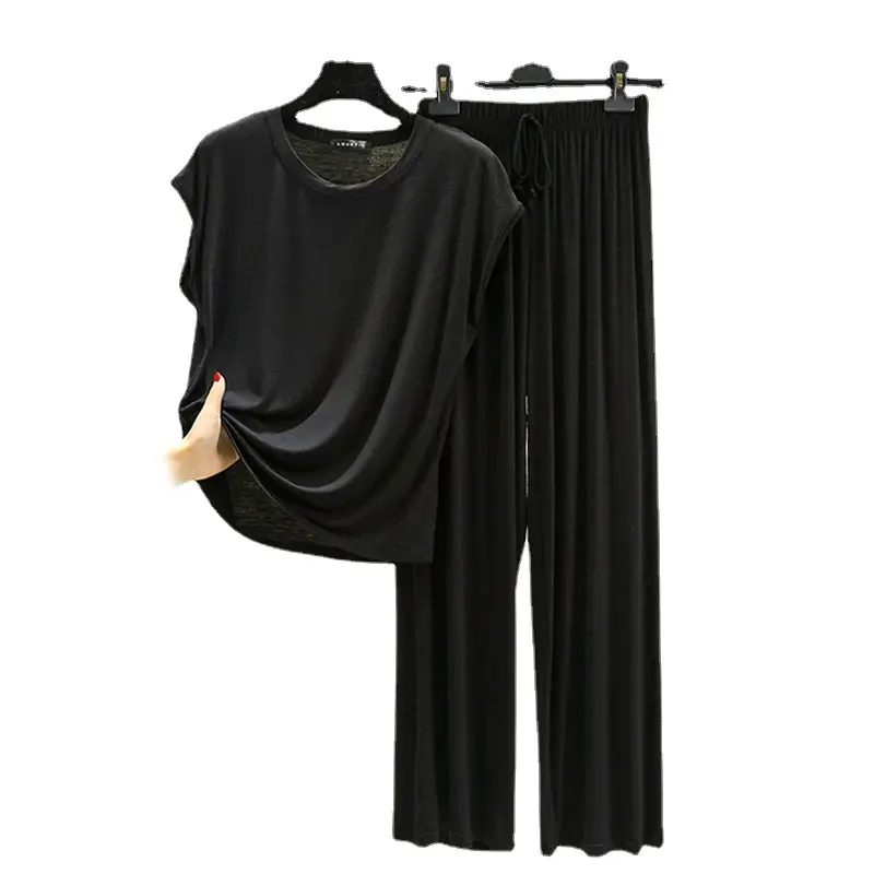 2021 Summer Women's Modal T-Shirt & Pants Set Loose Plus Size - Image 14
