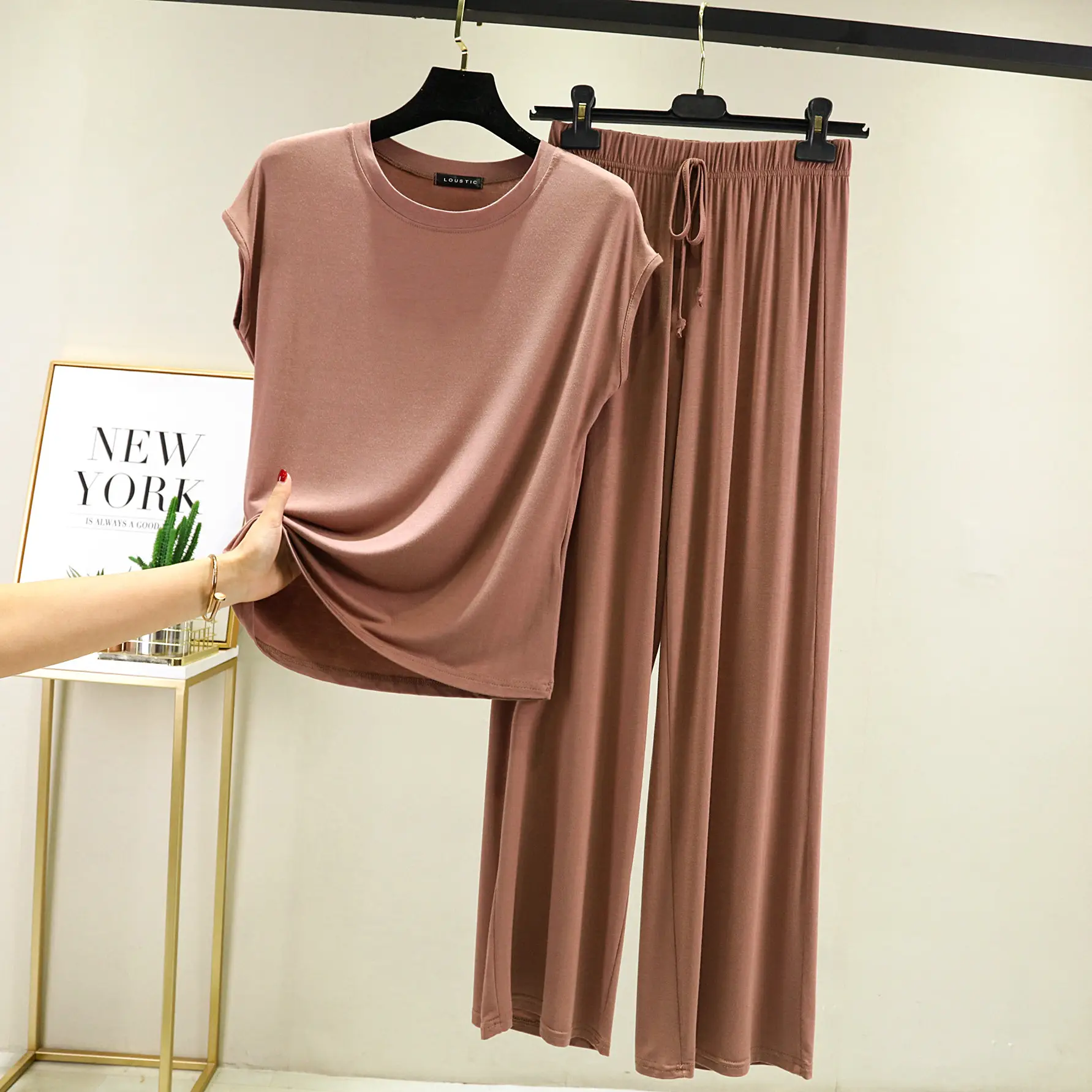 2021 Summer Women's Modal T-Shirt & Pants Set Loose Plus Size - Image 2