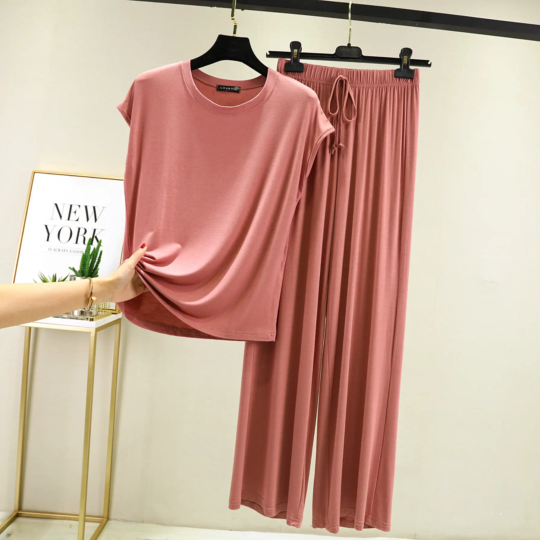 2021 Summer Women's Modal T-Shirt & Pants Set Loose Plus Size - Image 4