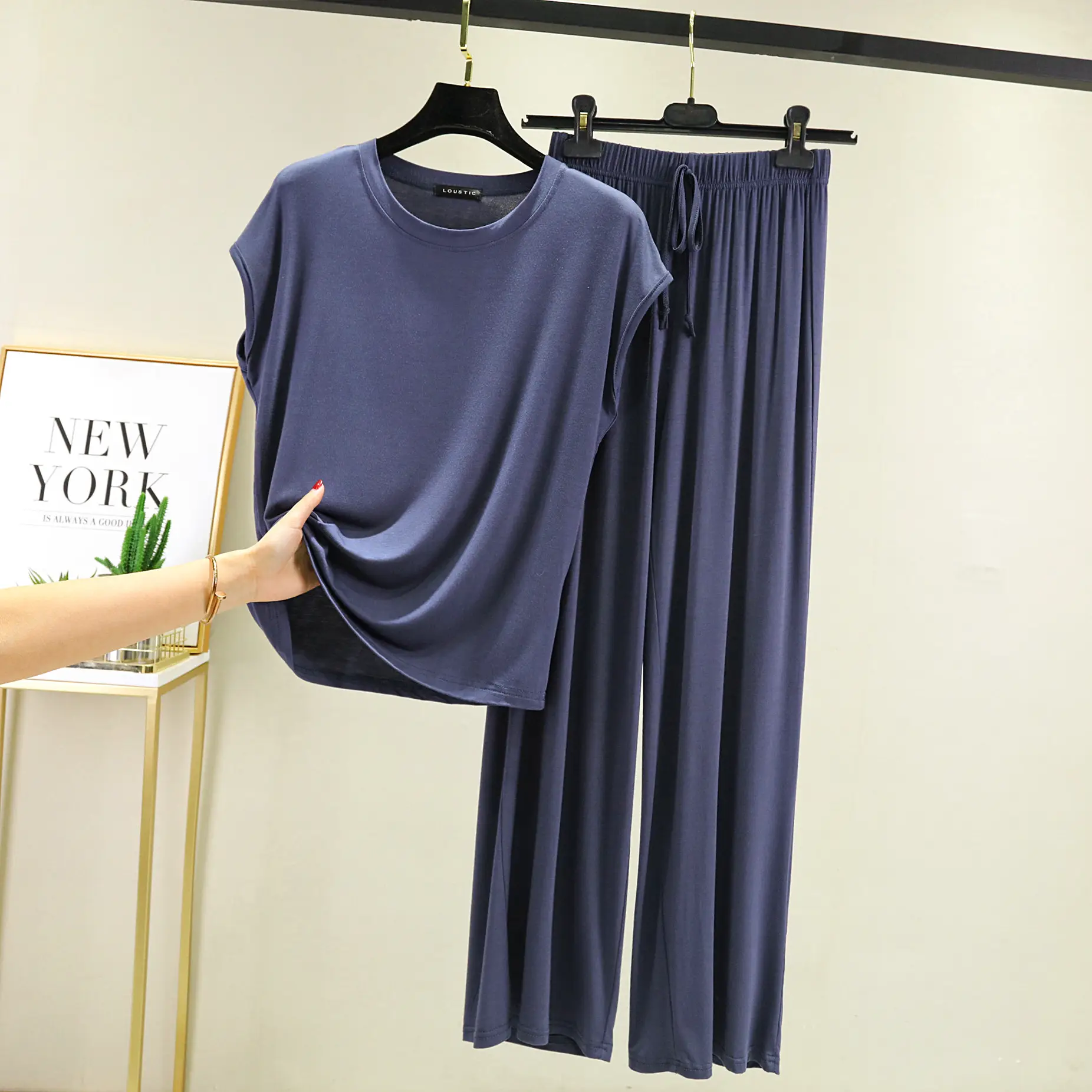 2021 Summer Women's Modal T-Shirt & Pants Set Loose Plus Size - Image 6