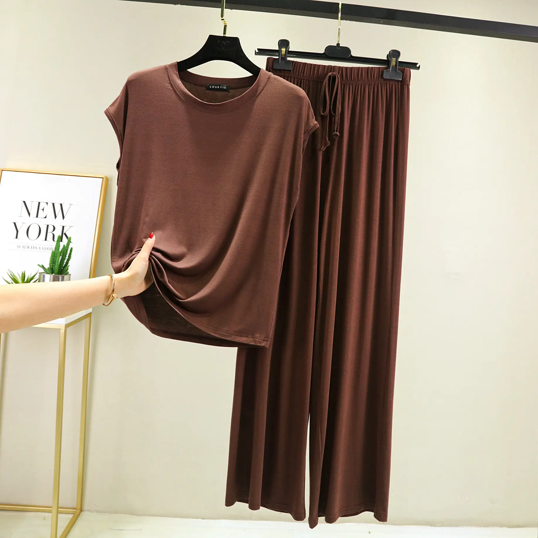 2021 Summer Women's Modal T-Shirt & Pants Set Loose Plus Size - Image 9