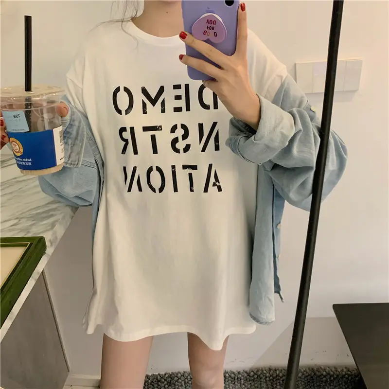 Women Korean Style Loose Fit T-Shirt 2025 Summer — feature 44