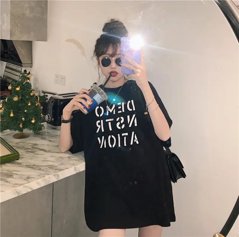 Women Korean Style Loose Fit T-Shirt 2025 Summer — feature 54