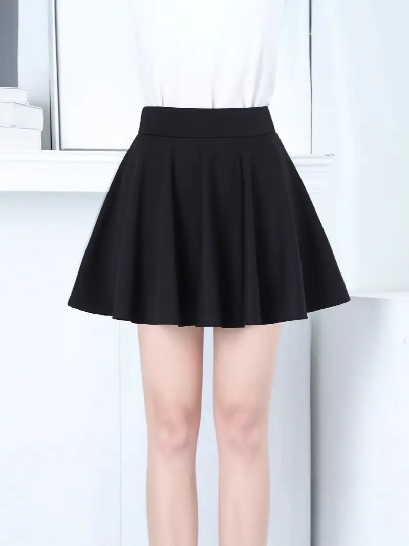 Black Pleated Women's Skirt Elastic High Waist - Image 4