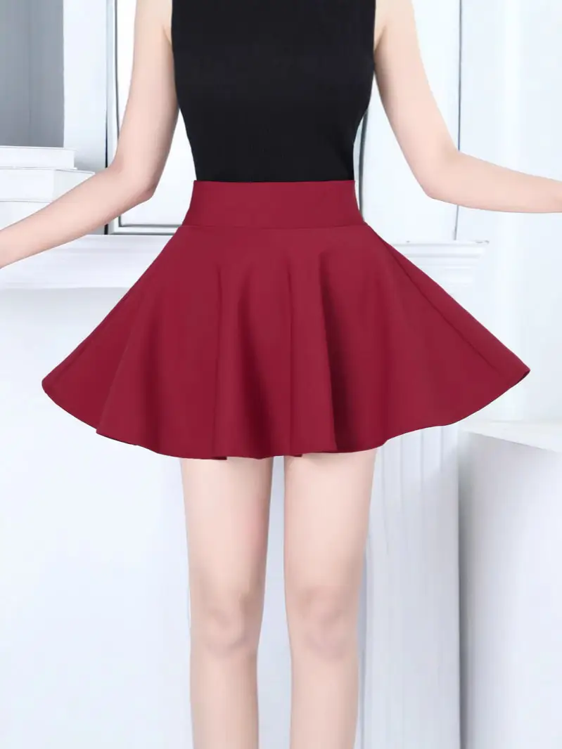 Black Pleated Women's Skirt Elastic High Waist - Image 7