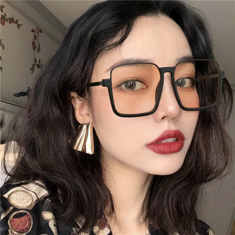 Square Big Frame Sunglasses for Women Men Yellow Lens