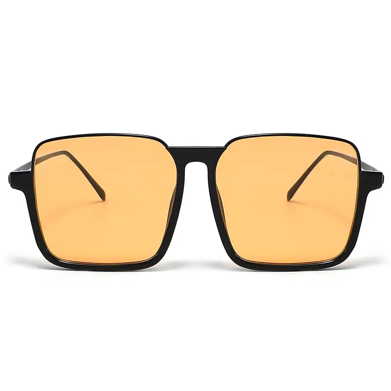 Square Big Frame Sunglasses for Women Men Yellow Lens