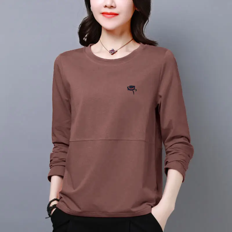 Women Red Long Sleeve T-Shirt Plus Size Korean Style - Image 8