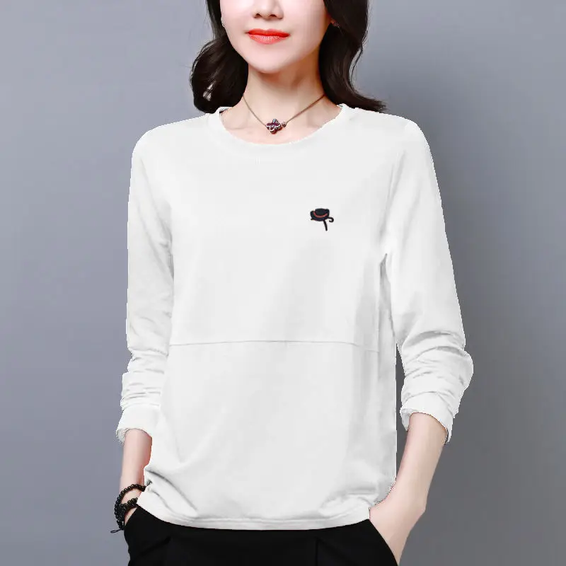 Women Red Long Sleeve T-Shirt Plus Size Korean Style - Image 9