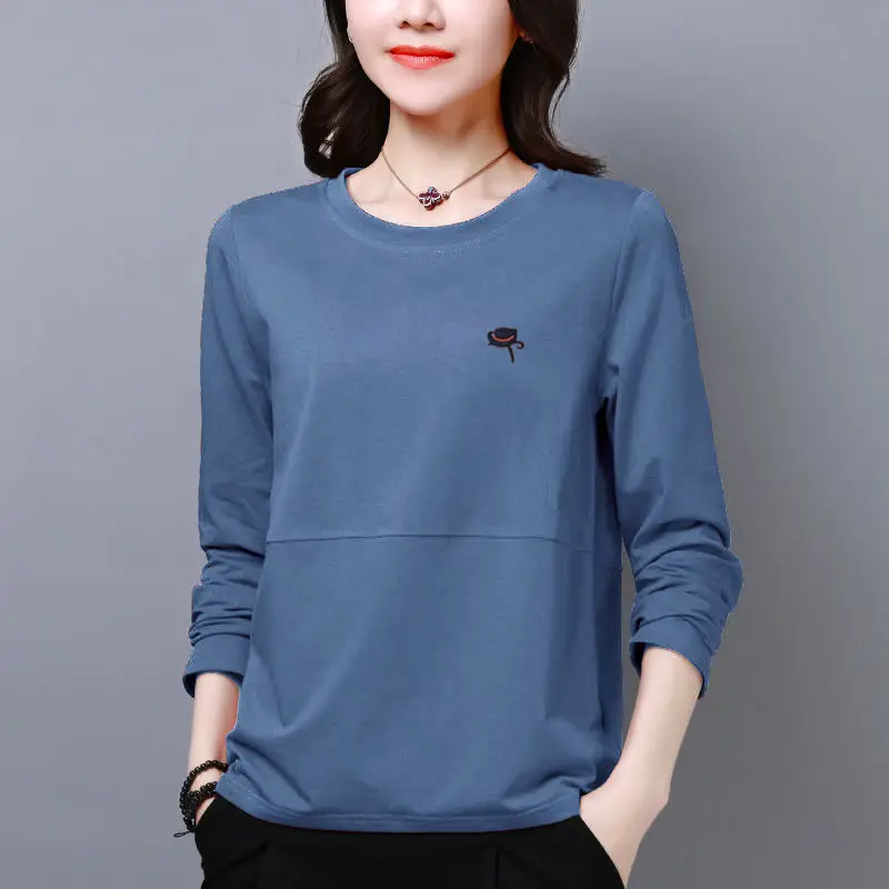 Women Red Long Sleeve T-Shirt Plus Size Korean Style - Image 4