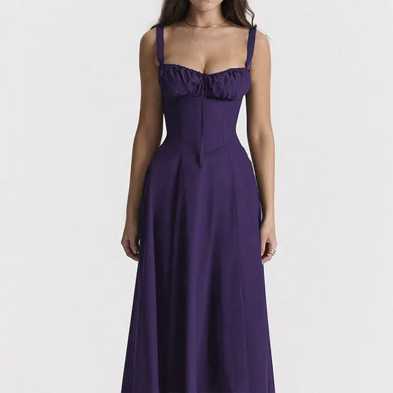Blue Slit Long Dress for Women Spring Wear