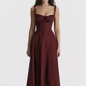 Blue Slit Long Dress for Women Spring Wear