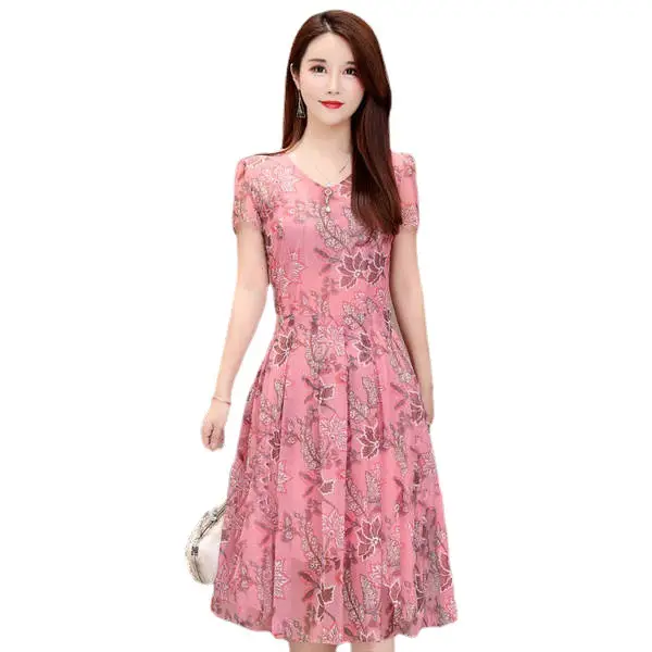 Korean Style Floral V Neck Dress Large Summer Wear - Image 5