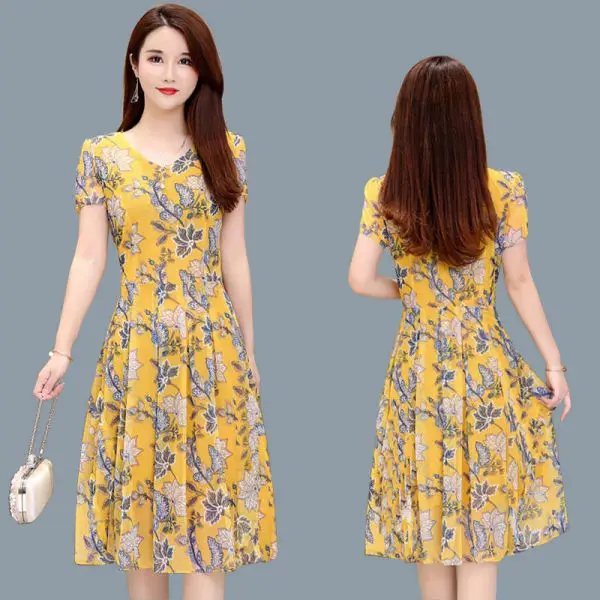 Korean Style Floral V Neck Dress Large Summer Wear — feature 2