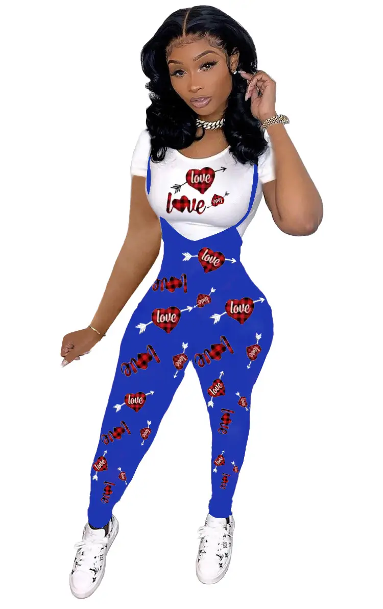 Women Printed Three Quarter Sleeve Suit Red Plaid Pants White Sneakers — feature 15