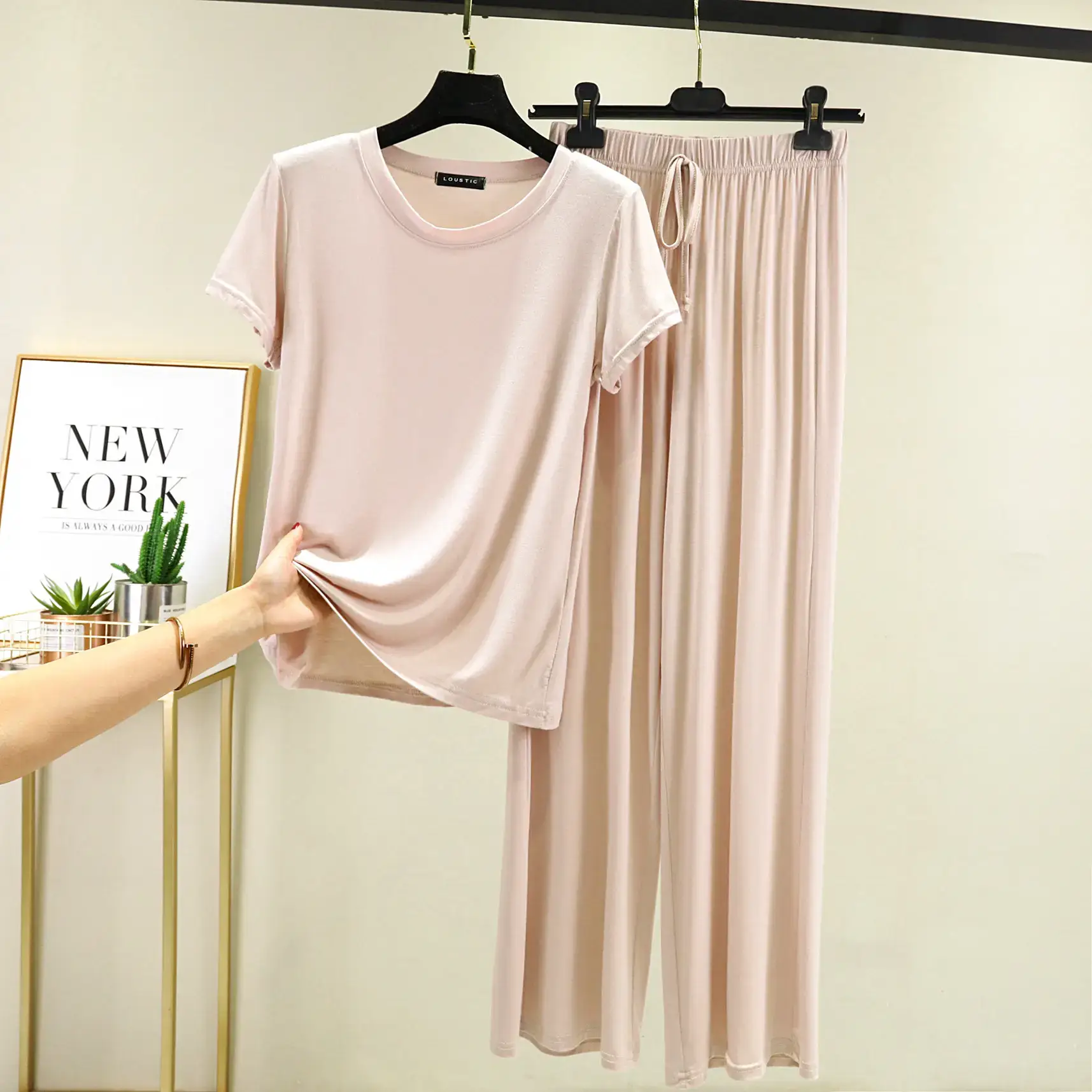 Women's Pink Modal Two-Piece Sleepwear Set