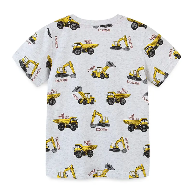 Kids Construction T-Shirt White Cotton Round Neck - Image 4