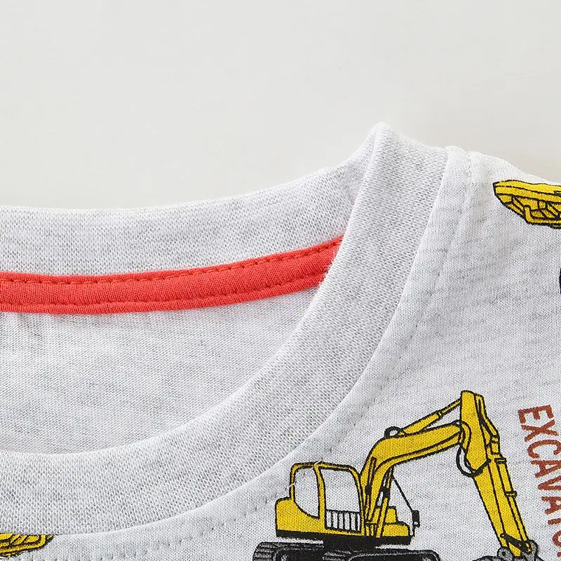 Kids Construction T-Shirt White Cotton Round Neck - Image 5
